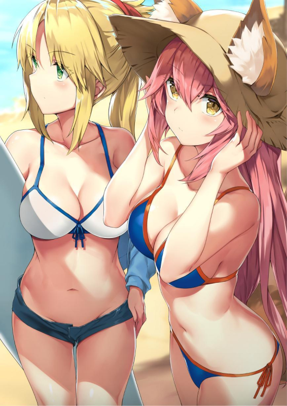 mafu9tamamo (fate) (all)+mordred (fate)+tamamo no mae (swimsuit lancer