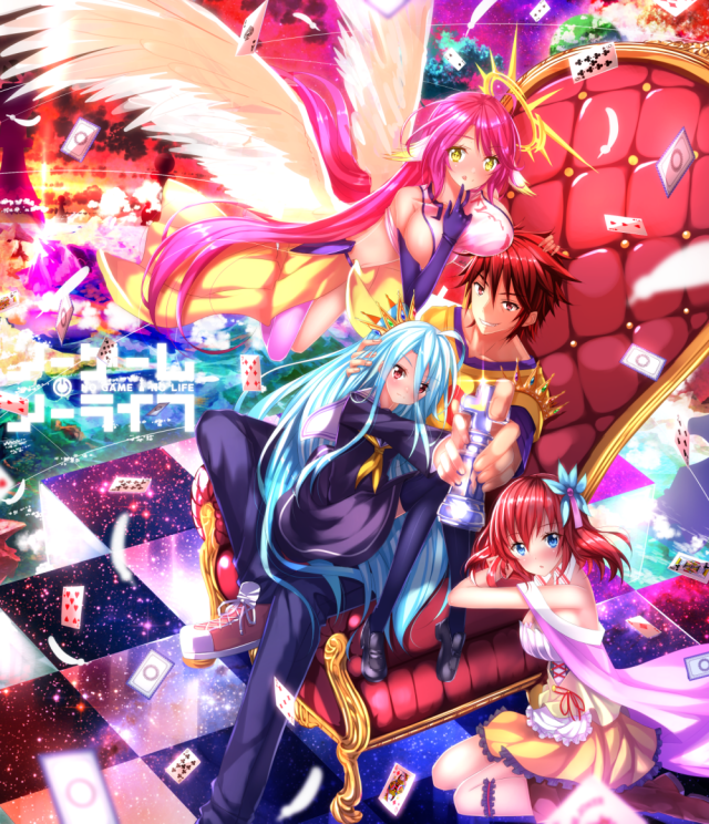 swordsoulsshiro (no game no life)+jibril (no game no life)+stephanie dora+sora (no game no li