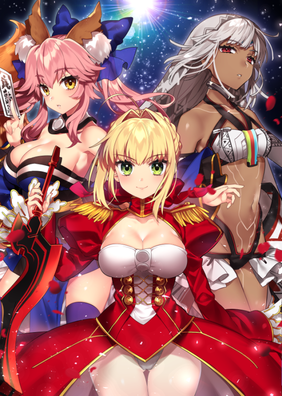 sakura yuki (clochette)nero claudius (fate) (all)+tamamo (fate) (all)+nero claudius (fate)+tamamo no mae (fate)+a