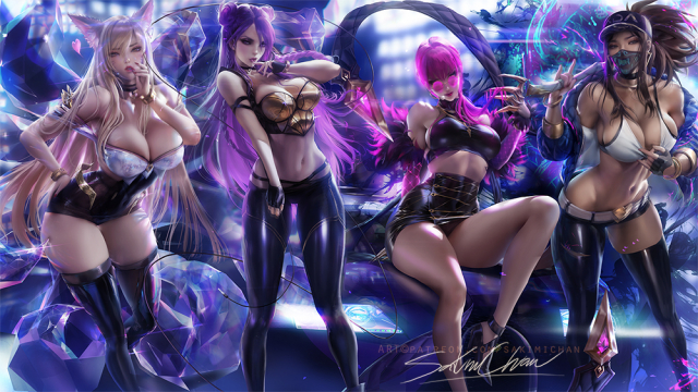 sakimichanahri+akali (league of legends)+evelynn (league of legends)+k da akali+k da ahri+k da