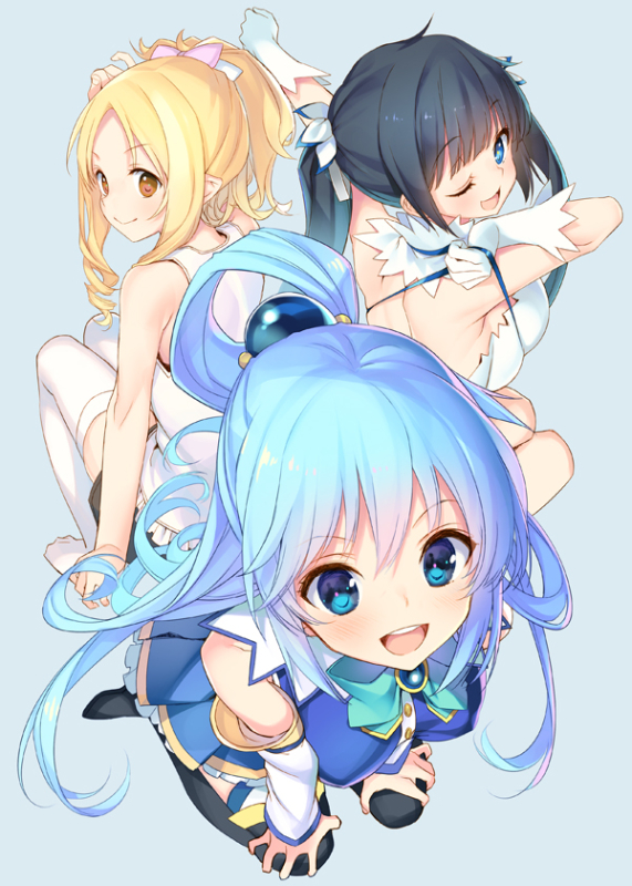 tatami to hinokihestia (danmachi)+aqua (konosuba)+yamada el