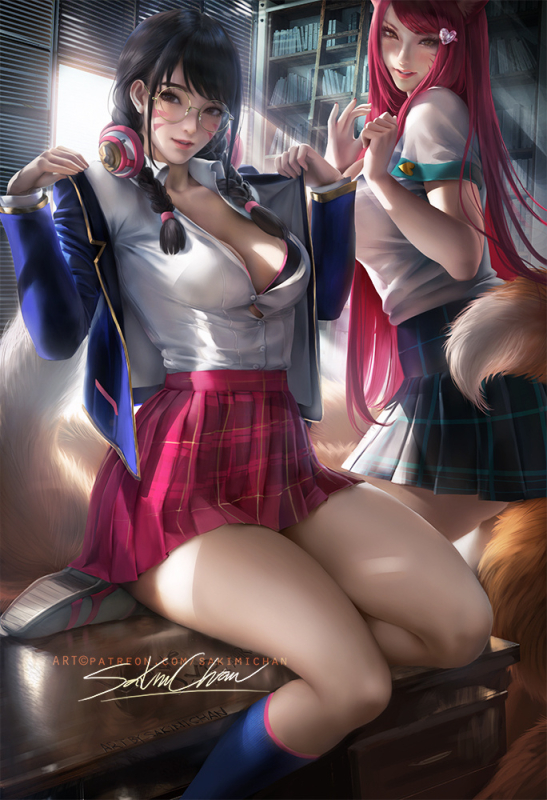 sakimichanahri+d.va (overwatch)+academy ahri (league of legends)+academy d.va (overwatch)18500a43949