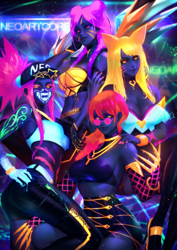 nudtawut thongmaiahri+akali (league of legends)+evelynn (league of legends)+k da akali+k da ahr