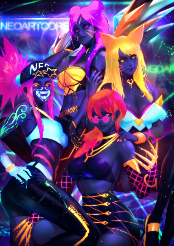 nudtawut thongmaiahri+akali (league of legends)+evelynn (league of legends)+k da akali+k da ah