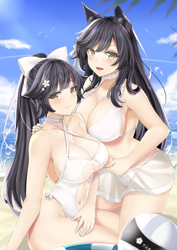 arikawa ruiatago (azur lane)+takao (azur lane)+atago (midsummer march) (azur