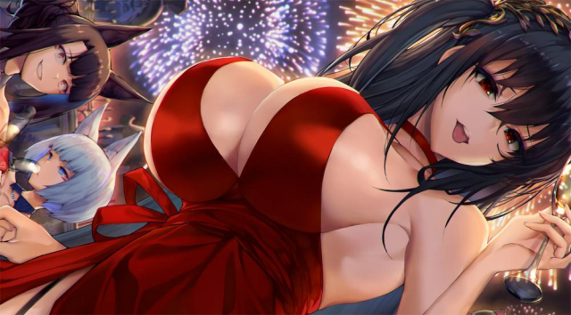 satou daijitaihou (azur lane)+akagi (azur lane)+kaga (azur lane)+taihou (forbidden feast) (az