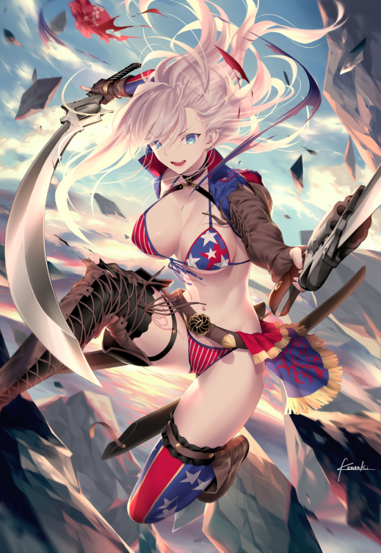 kousaki ruimiyamoto musashi (fate grand order)+miyamoto musashi (swimsuit ber