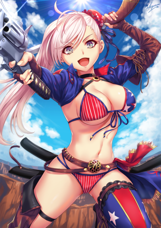 sakiyamamamiyamoto musashi (fate grand order)+miyamoto musashi (swimsuit bers