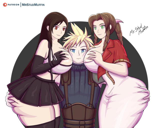 aerith gainsborough+cloud strife+tifa lockhart