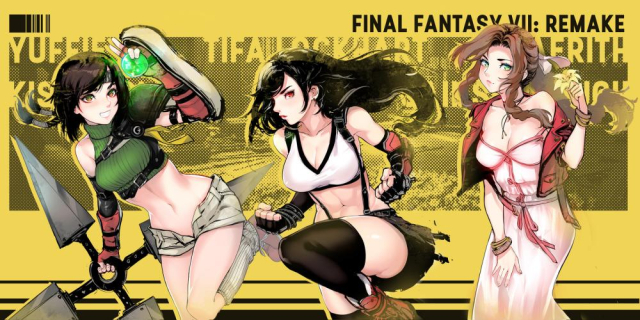 aerith gainsborough+tifa lockhart+yuffie kisaragi