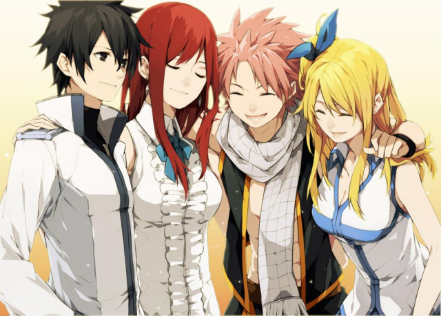 lucy heartfilia+erza scarlet+natsu dragneel+gray fullbuster