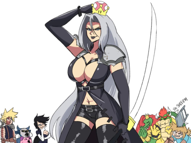 bayonetta (character)+bowser+cloud strife+king k. rool+kirby+link+meta knight+sephiroth