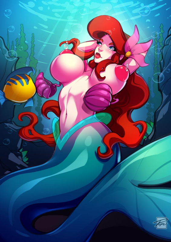 ariel (disney)+flounder (disney)
