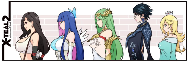 bayonetta (character)+palutena+rosalina+stocking (psg)+tifa lockhart