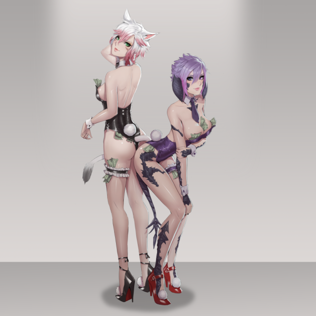 au ra+l'cielle lhas(ci)+miqo'te+sin faye