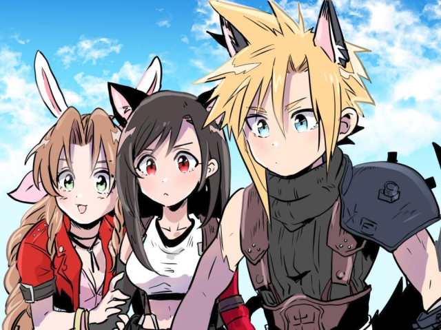 aerith gainsborough+cloud strife+tifa lockhart