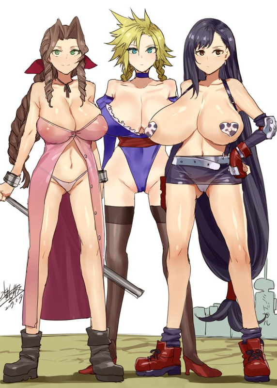 aerith gainsborough+cloud strife+tifa lockhart