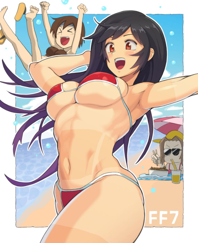 aerith gainsborough+tifa lockhart+yuffie kisaragi