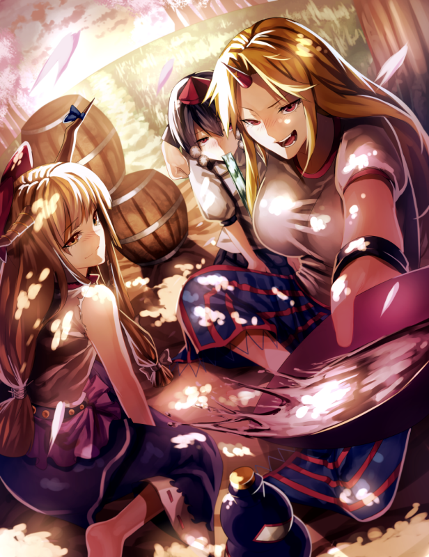 shameimaru aya+ibuki suika+hoshiguma yuugi