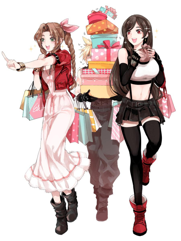 aerith gainsborough+cloud strife+tifa lockhart