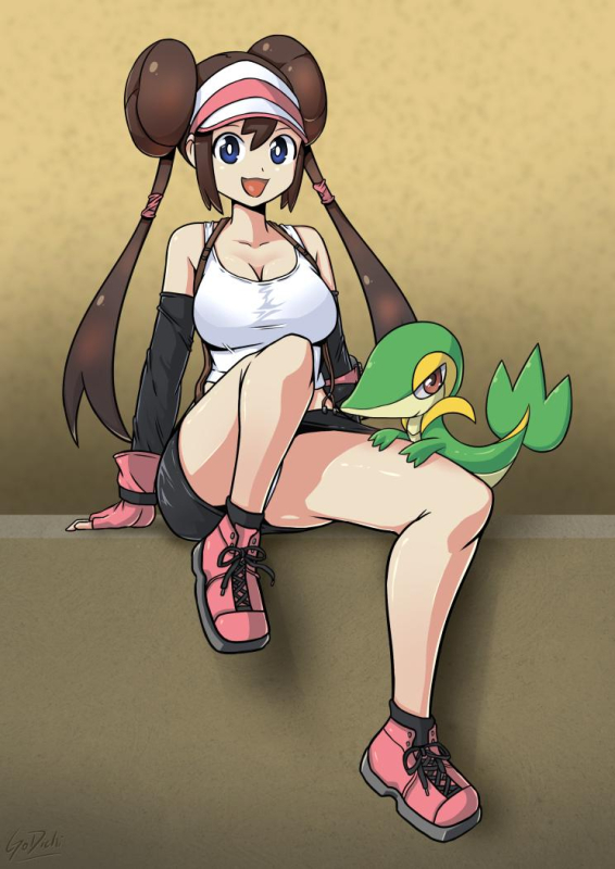 rosa (pokemon)+snivy+tifa lockhart