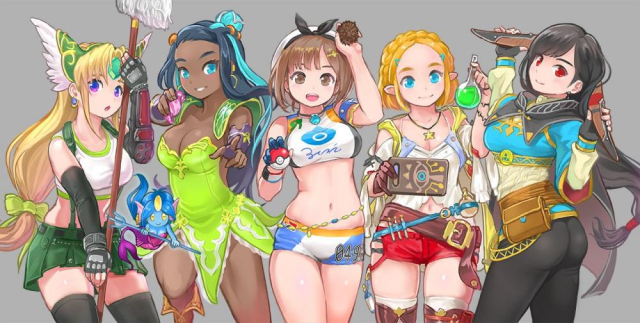 nessa (pokemon)+princess zelda+reisalin stout+riesz+tifa lockhart+undine (seiken densetsu)