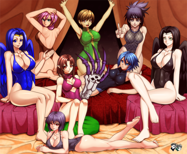 aqua (kingdom hearts)+hiro (spectral force)+kusanagi motoko+lightning farron+mitarashi anko+satonaka chie