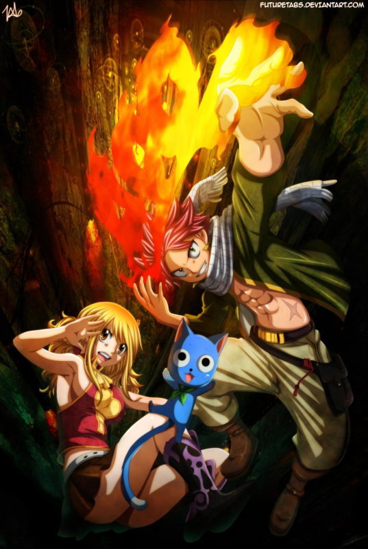 lucy heartfilia+natsu dragneel+happy (fairy tail)