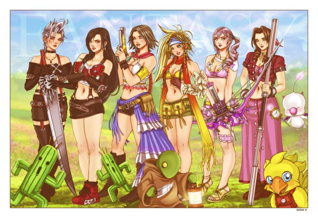 aerith gainsborough+paine+rikku+serah farron+tifa lockhart+yuna