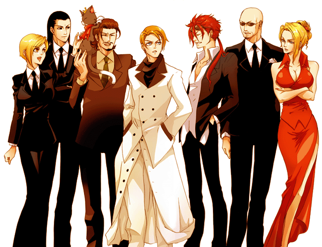 cait sith (ff7)+elena (ff7)+reeve tuesti+reno (ff7)+rude (ff7)+rufus shinra+scarlet (ff7)+tseng+turks