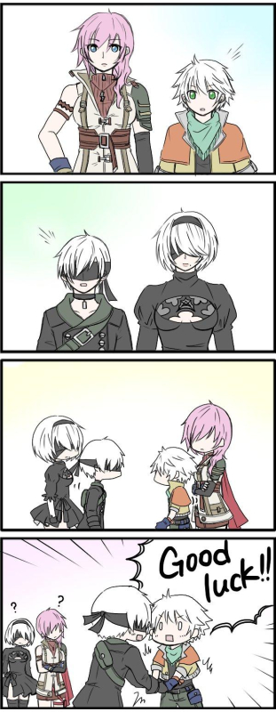 hope estheim+lightning farron+yorha no. 2 type b+yorha no. 9 type s