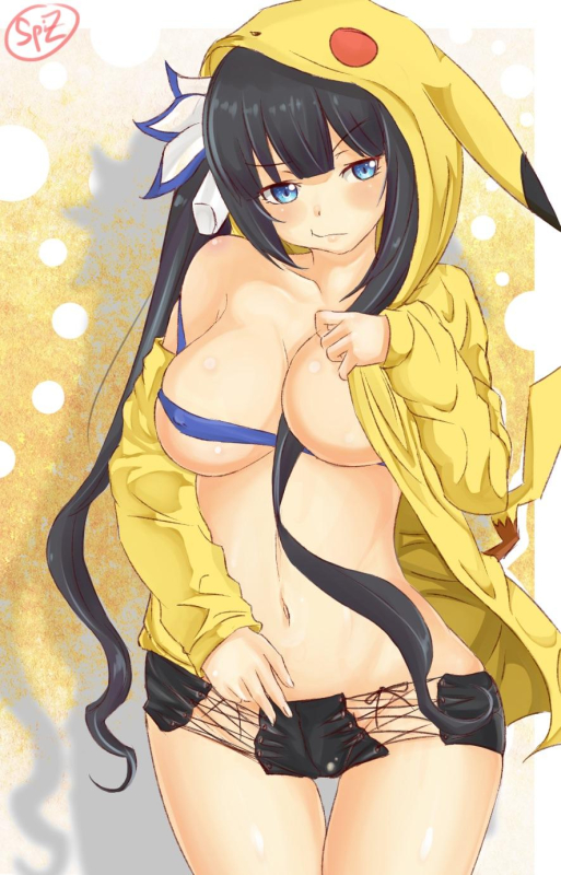 hestia (danmachi)+pikachu