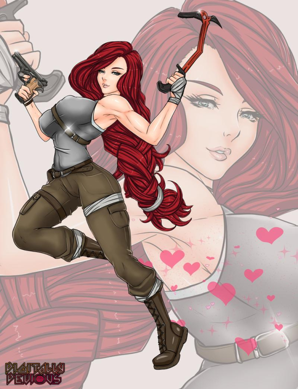 miss fortune (league of legends)+lara croft