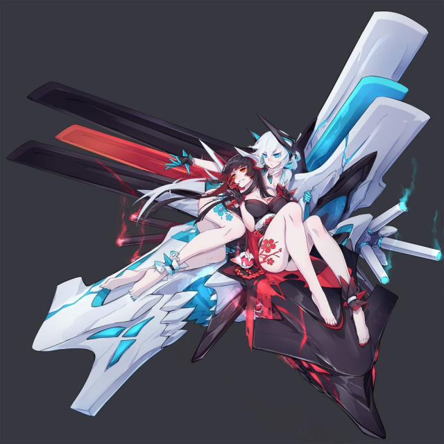 akagi (warship girls r)+kaga (warship girls r)