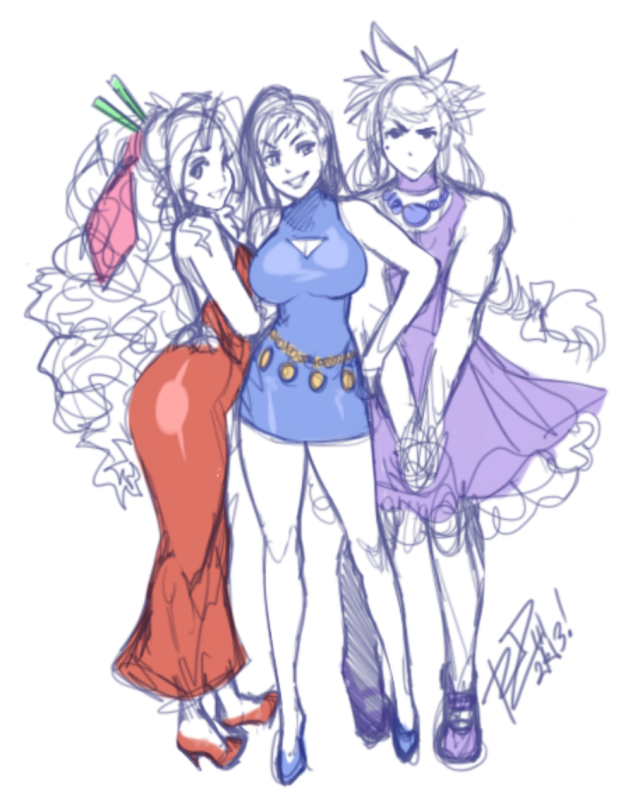 aerith gainsborough+cloud strife+tifa lockhart