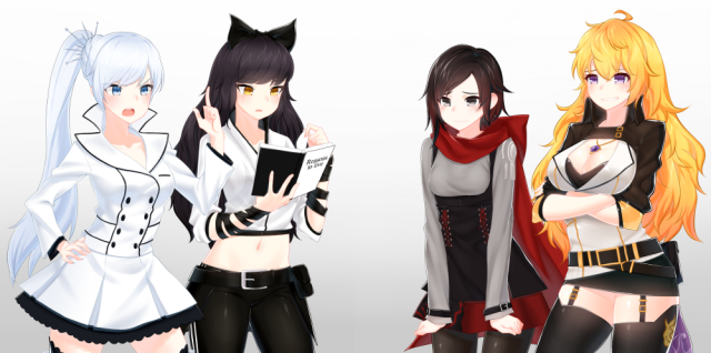 ruby rose+weiss schnee+blake belladonna+yang xiao long