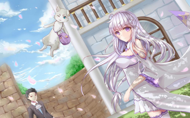 emilia (re zero)+natsuki subaru