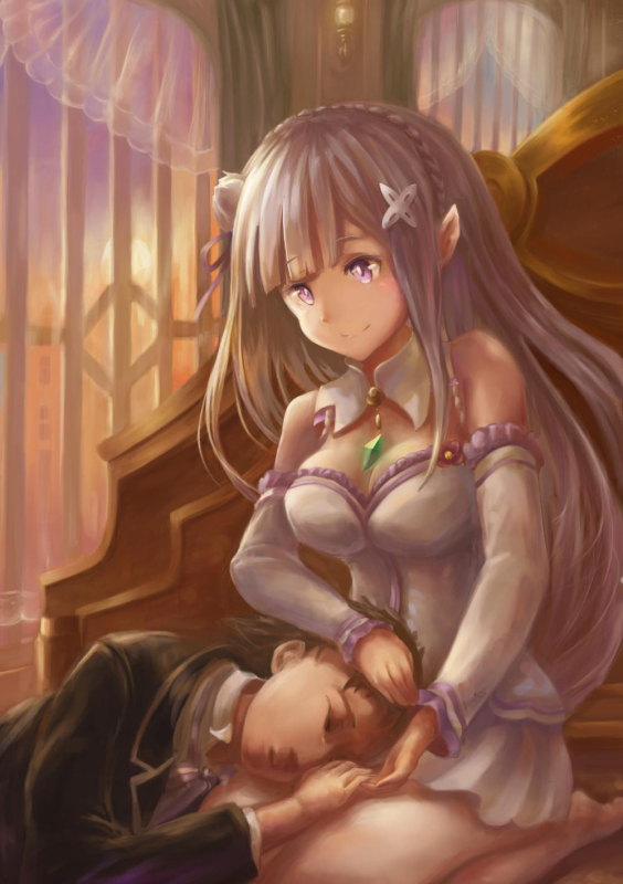 emilia (re zero)+natsuki subaru