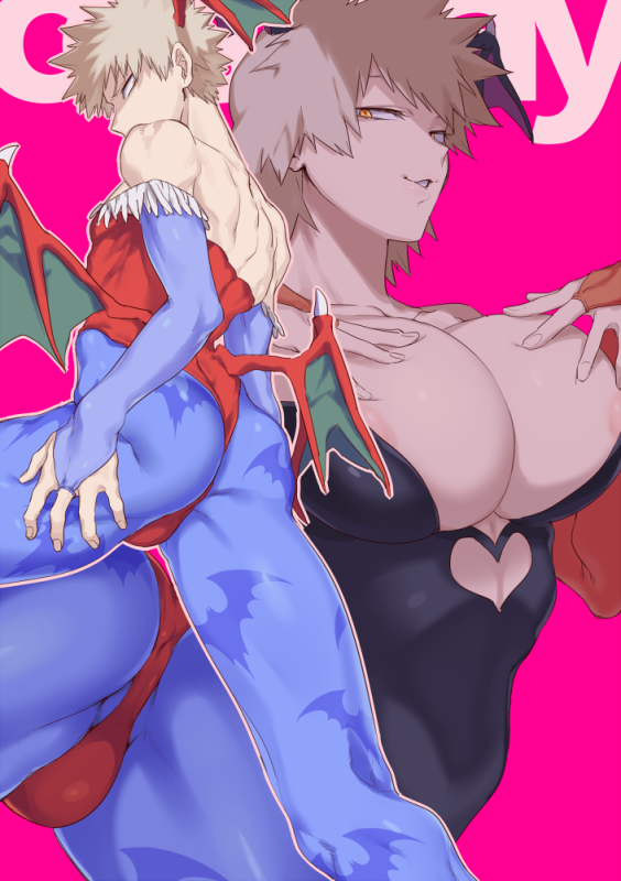 bakugou katsuki+bakugou mitsuki+lilith aensland+morrigan aensland