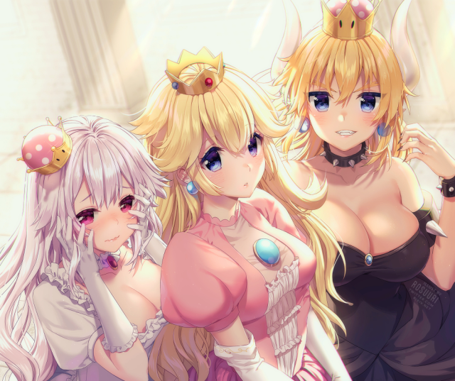 princess king boo+bowsette+princess peach