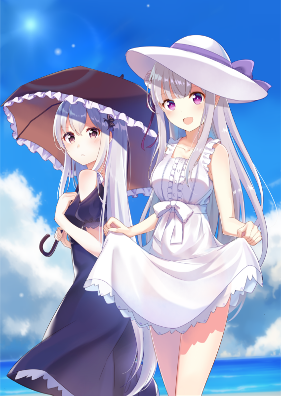 emilia (re zero)+echidna (re zero)