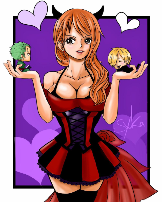 nami (one piece)+roronoa zoro+sanji