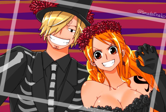 nami (one piece)+sanji