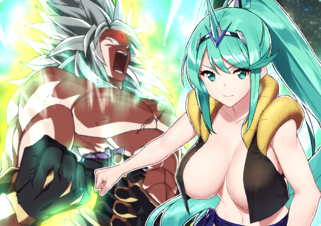 son gokuu+vegeta+pneuma (xenoblade)+gogeta+broly+shin (xenoblade)