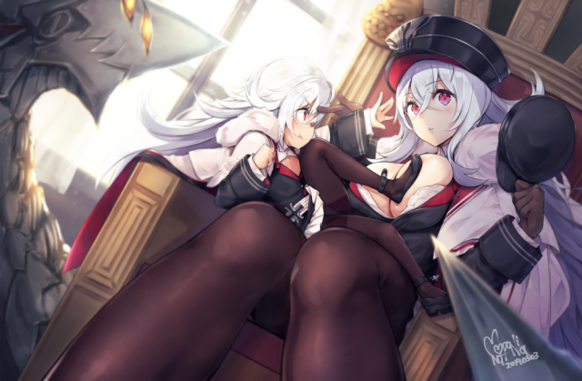 graf zeppelin (azur lane)+zeppelin-chan (azur lane)