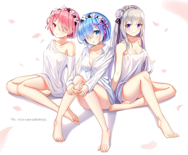 rem (re zero)+emilia (re zero)+ram (re zero)