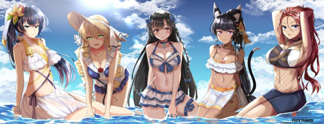 karin fantaria+bellona (epic7)+lidica (epic7)+rin (epic7)