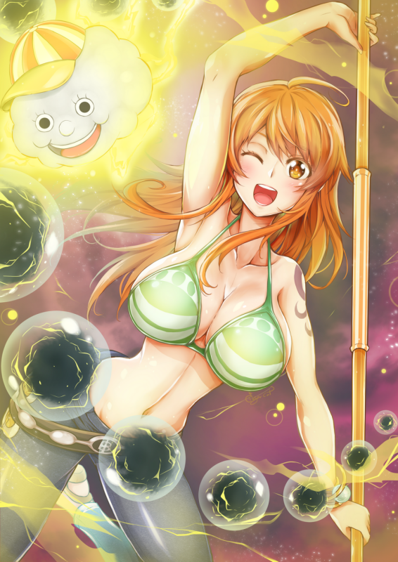 nami (one piece)+zeus (one piece)