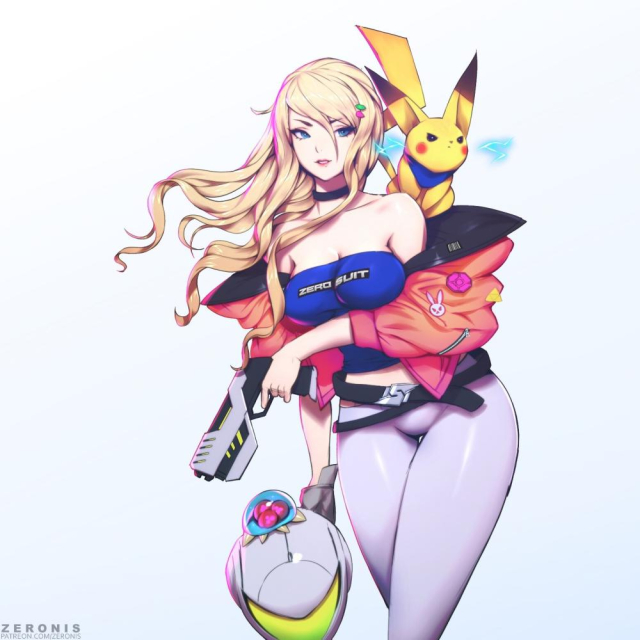 pikachu+samus aran+metroid (creature)