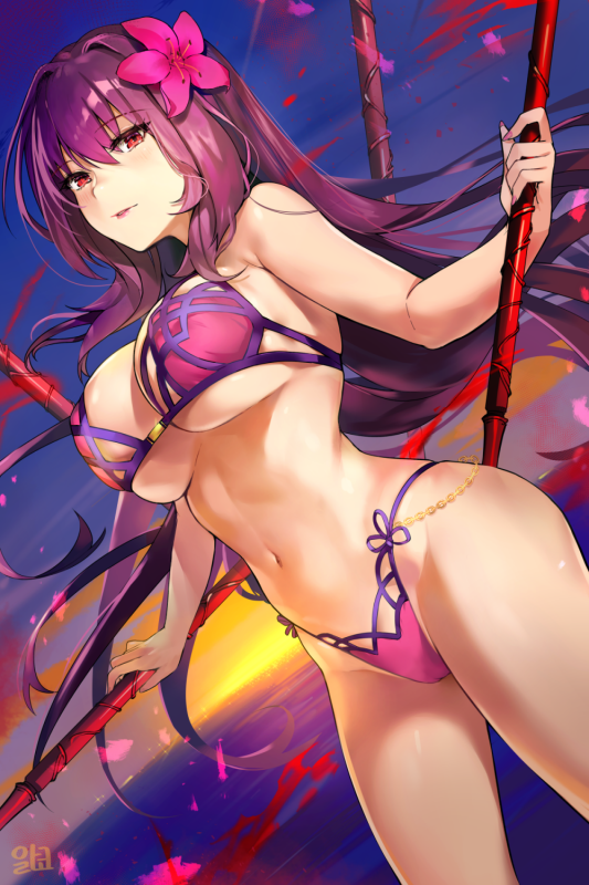 scathach (fate) (all)+scathach (swimsuit assassin) (fate)